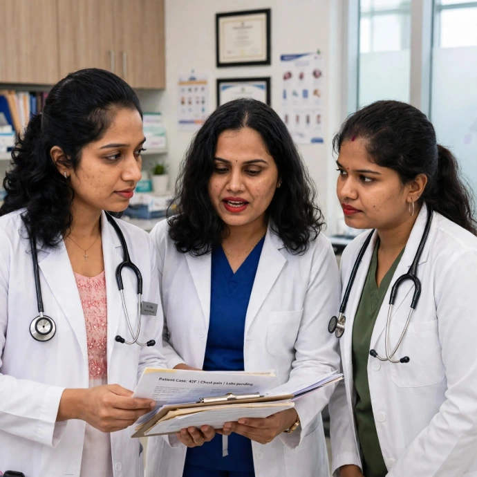Compassionate healthcare care coordinator assisting senior patient in Kerala