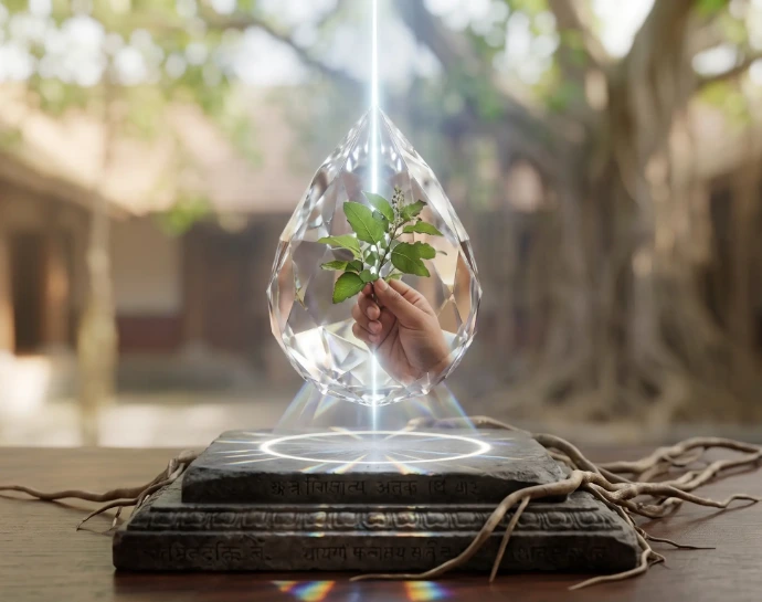 Natural Ayurvedic healing droplet representing pure herbal medicine in Kerala