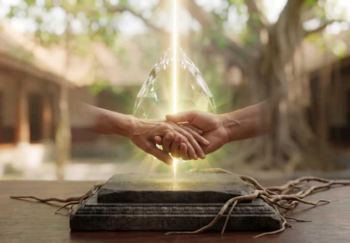 Ayurvedic doctor providing transparent medical pre-consultation to a patient