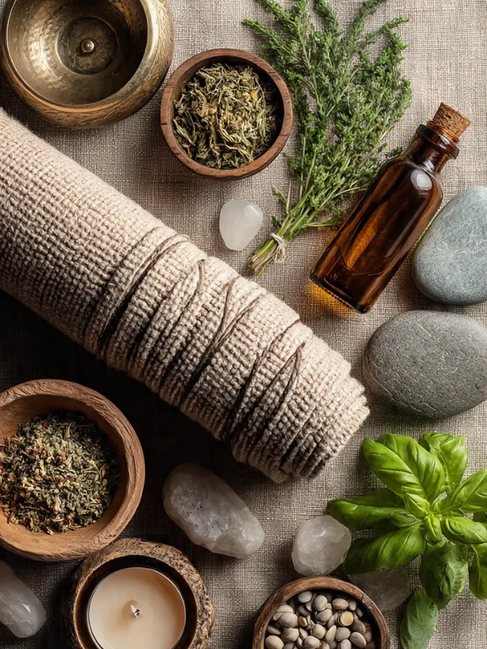 Essential oils and natural herbs for Panchakarma rejuvenation and holistic wellness retreats in Kerala